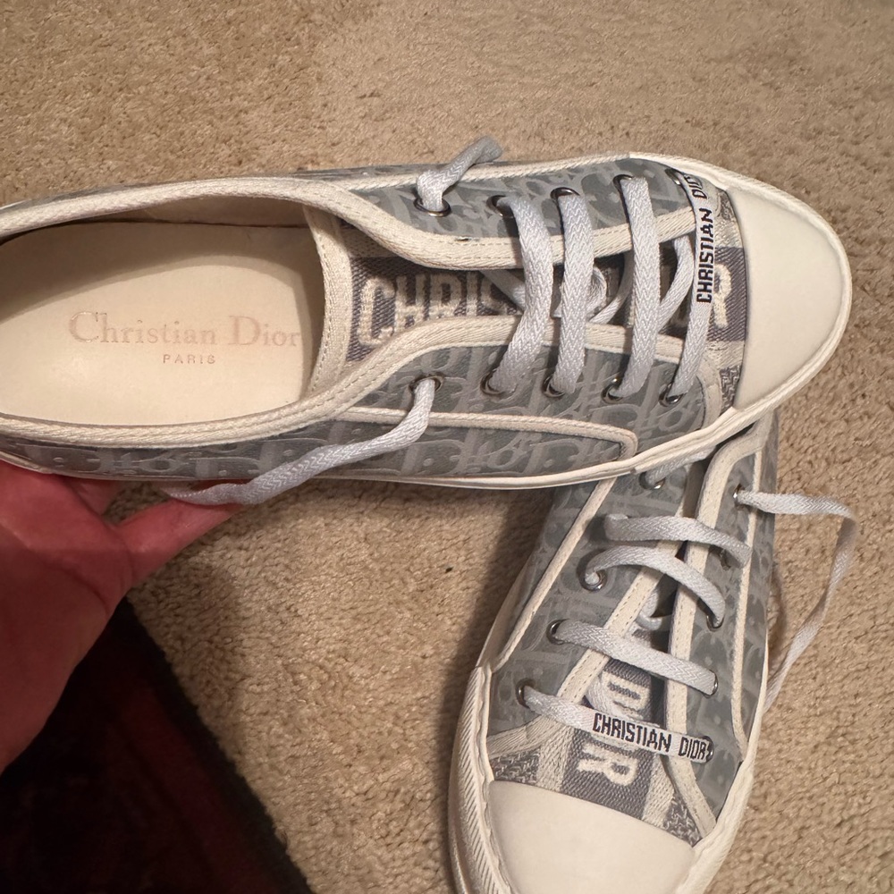 Dior Gray and White Monogram Sneakers
